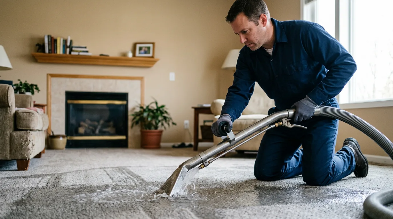 Water damage restoration technician working near Allerton, IL